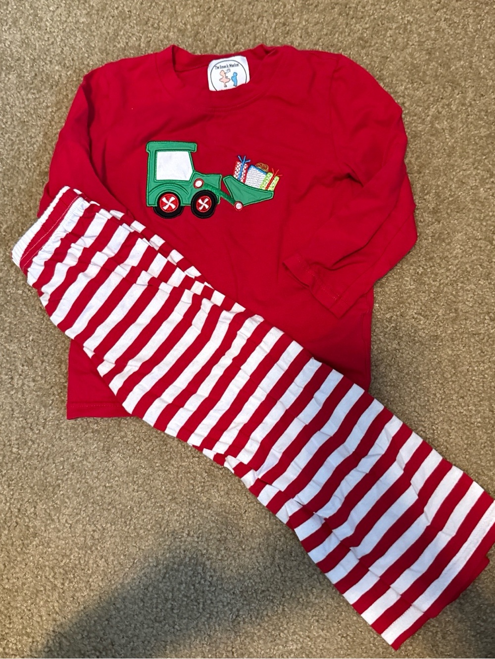 Christmas Tractor/presents set with red/white striped pants matching set!